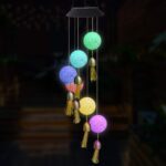 Solar Crystal Ball Wind Chime, Color Changing Solar Powered LED Hanging Wind Chime - Fabric Detail by Nari Haat, Indi...