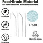 Set of 4 Stainless Steel Straws & Brush (2 Straight straws, 2 Bent straws, 1 Brush) - With Dupatta by Nari Haat, Indi...