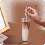 Set of 4 Stainless Steel Straws & Brush (2 Straight straws, 2 Bent straws, 1 Brush) - Back View by Nari Haat, Indian ...