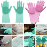 Reusable Silicone Cleaning Brush Scrubber Gloves (Multicolor) - With Dupatta by Nari Haat, Indian ethnic wear, women ...
