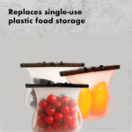 Eco-Friendly Food Storage: Reusable Silicone Bags (3-Pack) - Leakproof & Safe - Back View by Nari Haat, Indian ethnic...