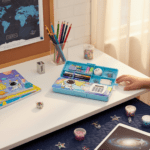 Magnetic Geometry Box - Double-Sided Pencil Case with Calculator for Students - Back View by Nari Haat, Indian ethnic...