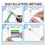 Spiral Charger Spring Cable Protector Data Cable Saver (Pack of 4) - Closeup Embroidery by Nari Haat, Indian ethnic w...