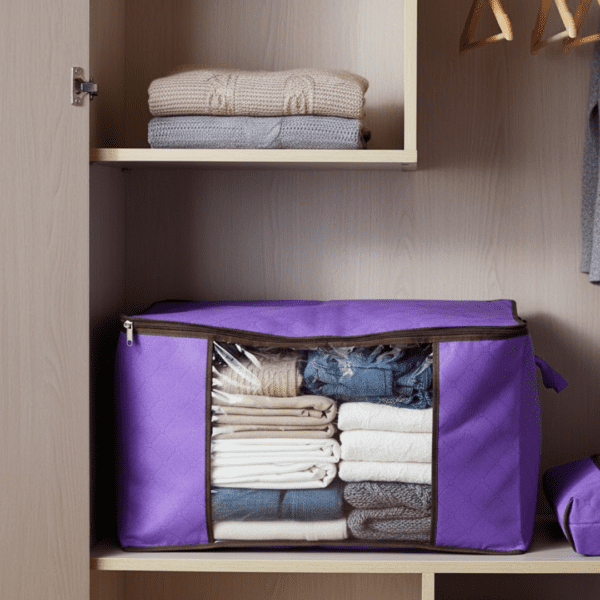 Clothing storage bag zipper, non-woven storage bag storing the clothes and sarees - Front View by Nari Haat, Indian e...