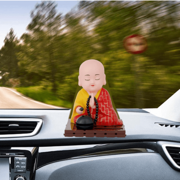 Solar Powered Sitting Buddha Statue (1 Pc / Medium) - Front View by Nari Haat, Indian ethnic wear, women clothing, de...