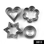 Stainless Steel Cookie Cutter Set – Heart, Round, Star & Flower Shapes (12 Pcs) - With Dupatta by Nari Haat, Indian...