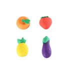Mini Cute Veg & Fruit Erasers – 3D Colorful Eraser Set for Kids (4 Pc) - Closeup Embroidery by Nari Haat, Indian et...