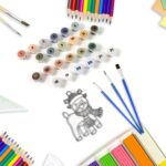 Paint by Number Kits 2 Set 21 Number Color, 6 paint brushes (2 Set) - Neckline Detail by Nari Haat, Indian ethnic wea...