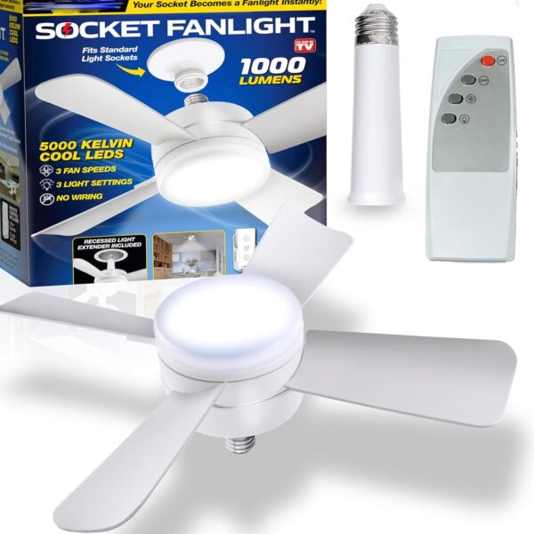 LED Socket Fan Light with Remote