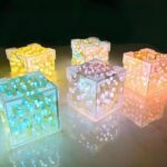Cube Tulip Night Lamp | Led Decorative Nights Lamp (Multicolor & Design / 1 Set) - Fabric Detail by Nari Haat, Indian...