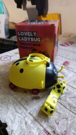 Cute Plastic Bug Shape Water Bottle with adjustable shoulder strap, 4 wheel &  Straw, portable drinking cup Water Bot...