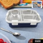 3 Compartment Transparent Stainless Steel Lunch Box for Kids, Tiffin Box, Lunch Box, Lunch Box for Kids, Insulated Lu...