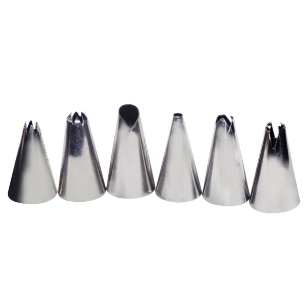 Cake Decorating Stainless Steel Nozzle (6pcs) - Front View by Nari Haat, Indian ethnic wear, women clothing, designer...