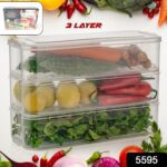 3 Fridge Storage Container, Fridge Organizer with Lid Stackable Fridge Storage Containers Plastic Freezer Storage Con...
