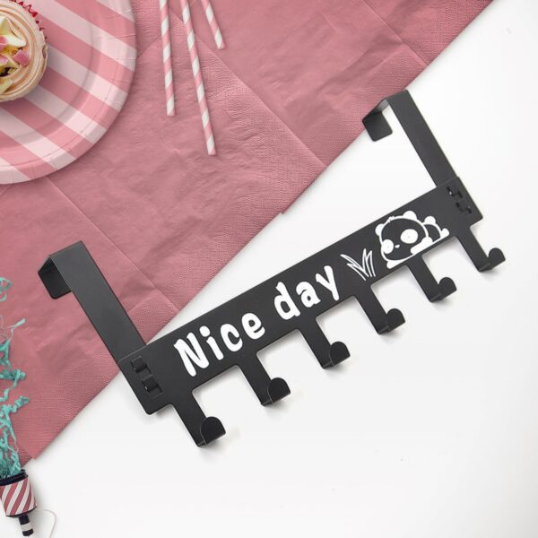 Heavy-Duty Carbon Steel Door Hook Hanger Rack (1 pc / 6 Hook / Black) - Front View by Nari Haat, Indian ethnic wear, ...