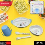 5in1 Baby Feeding Set for Kids and Toddlers,Children Children Dinnerware Set - Feeding Set for Kids, Cartoon Design P...