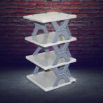 Foldable Shoe Rack (1 Pc, 4 Layers): Space-Saving, Entryway Storage - Closeup Embroidery by Nari Haat, Indian ethnic ...