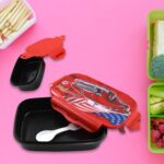 Beautiful Car Design Printed Plastic Lunch Box With Inside Small Box & Spoon for Kids, Air Tight Lunch Tiffin Box for...