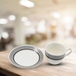 Ceramic Tea / cups and Saucer / Rakabi Set of 12 Pcs - Closeup Embroidery by Nari Haat, Indian ethnic wear, women clo...