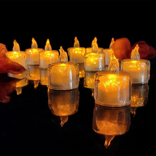 12 Pcs Flameless and Smokeless Decorative Acrylic Candles Transparent Led Tea Light Candle for Gifting, House, Diwali...