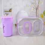 Plastic Lunch Box With Small Box, Bottle & Sponn for Kids Lunch Box (4 Pc Set) - Back View by Nari Haat, Indian ethni...