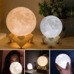 Moon Night Lamp with Plastic Stand Night Lamp for Bedroom (19 x14 Cm / 1 Pc) - Neckline Detail by Nari Haat, Indian e...