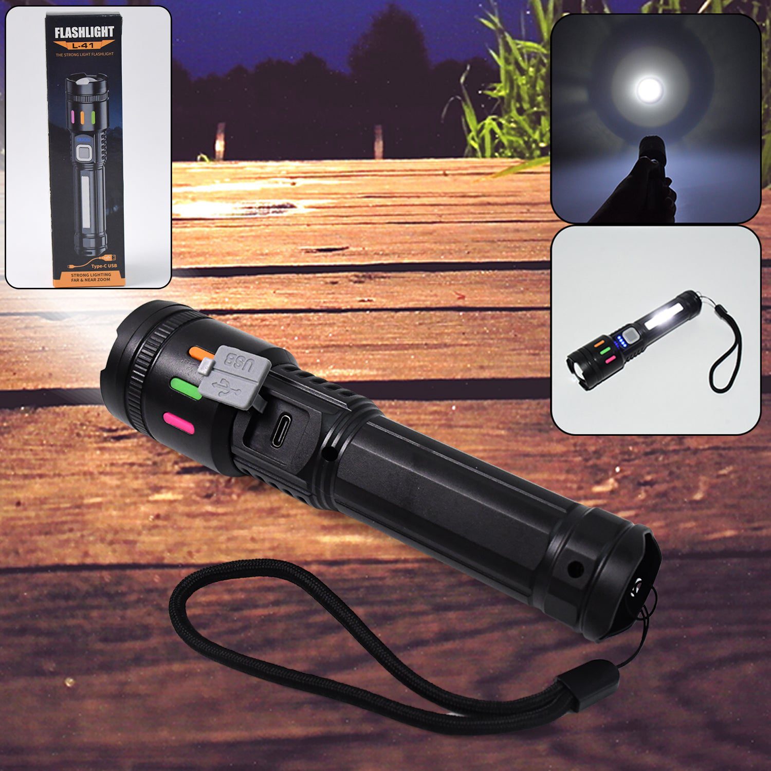 2_9aad6649-e921-48c6-8f0c-ebb061ead93e.jpg Led Torch High Lumens Fast Charging Flashlight / Torch with Far & Near Zoom (1 Pc) - Front View by Nari Haat, Indian ...