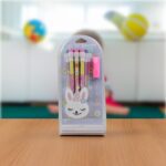 Cute Rabbit Bear Drawing Graphite Writing Pencil Set with Pencil Sharpener & Eraser, Pencil and Eraser Set with Erase...