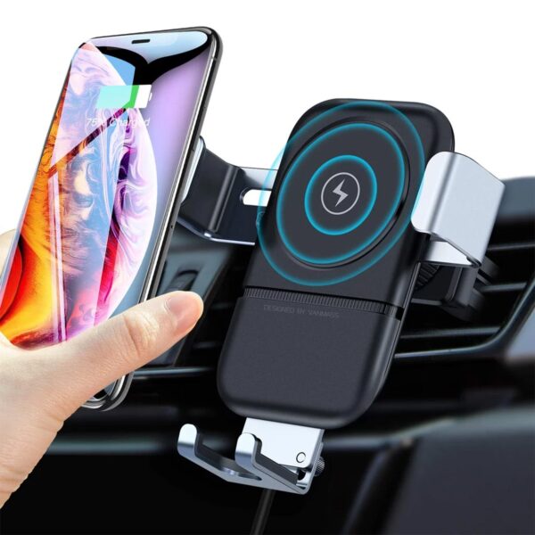 Car Phone Holder Wireless Car Charger 10W Qi Fast Charging Car Charger - Front View by Nari Haat, Indian ethnic wear,...