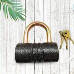 Heavy-Duty Iron Padlock – 82mm Black with Brass Core & 5 Keys, Waterproof - Back View by Nari Haat, Indian ethnic w...