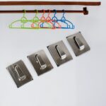 Self- Adhesive Hooks, Heavy Duty Wall Hooks Hangers Stainless Steel Waterproof Sticky Hooks for Hanging Robe Coat Tow...