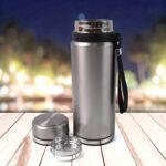 Double-Wall Stainless Steel Vacuum Insulated Bottle (1000ml Approx) - Back View by Nari Haat, Indian ethnic wear, wom...