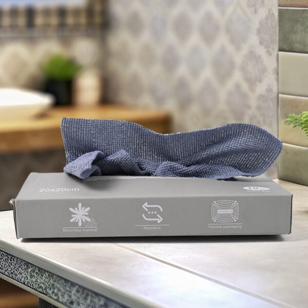 Reusable Cleaning Microfiber Towel (10 sheets, Dispenser Box) - Front View by Nari Haat, Indian ethnic wear, women cl...