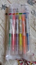 Dual-Headed Highlighter 6 Colors Pen  for Classroom and office  (6 Pc Set) - Fabric Detail by Nari Haat, Indian ethni...
