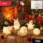 Christmas MULTI SHAPE SMALL LIGHT LAMPS LED SHAPE CRYSTAL  CHRISTMAS NIGHT LIGHT LAMP (6 PC SET) - With Dupatta by Na...