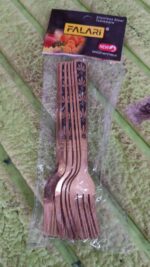 Stainless Steel Premium Fork Traditional Design Tablewar (6 Pcs Set / Golden) - Full Detail by Nari Haat, Indian ethn...