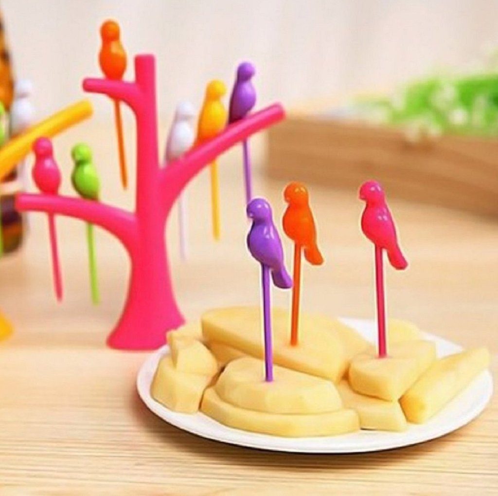 Bird Design Kids Fruit Forks Set