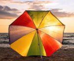 Sun Protection Water Proof Fabric Polyester Garden Umbrella for Beach, Lawn - Closeup Embroidery by Nari Haat, Indian...