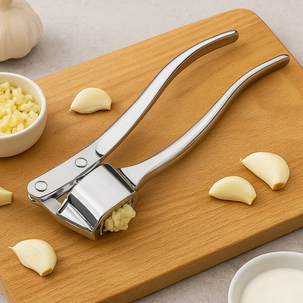Stainless Steel Garlic Press Crusher ,Crusher ,Squeezer ,Masher ,and Lemon Juicer - Front View by Nari Haat, Indian e...