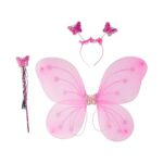 Baby Girl Fairy Nylon Butterfly Wings Wand Hairband Multi Color 1 Pc - With Dupatta by Nari Haat, Indian ethnic wear,...