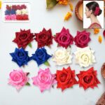 Colourful Flowing Flower Hair Pin (12 Pcs Set / Mix Color), Hair accessories - Front View by Nari Haat, Indian ethnic...