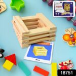 Wooden Pattern Brain Puzzles 20 Pcs Wooden Strips, 40 Pattern Cards (1 Set) - With Dupatta by Nari Haat, Indian ethni...