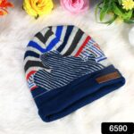 Cap for Winter Woolen Knitted Black Inside Fur Caps (1 Pc / Mix Design & Color) - With Dupatta by Nari Haat, Indian e...