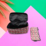 Travel Makeup Bag with Small Pouch – Waterproof Cosmetic Organizer - Front View by Nari Haat, Indian ethnic wear, w...