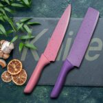 Colorful Chef Knife Set for Cutting (6 Pc, Non-Stick Steel) - Closeup Embroidery by Nari Haat, Indian ethnic wear, wo...
