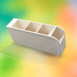 Plastic 4 Compartment Office Desktop Storage Box, Pen Pencil Stand/Holder Stationary Organizer, Plastic Desktop Stati...