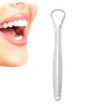 Stainless Steel Tongue Scraper Bad Breath & Oral Hygiene, Metal Case Included (1 Pc) - Closeup Embroidery by Nari Haa...