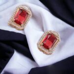 Diamond Necklace and Earrings Set (1 Set / Mix Color) - Back View by Nari Haat, Indian ethnic wear, women clothing, d...