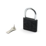 Black Iron Padlock – Brass Core, Waterproof & Anti-Theft for Home & Outdoor (75 mm) - Closeup Embroidery by Nari Ha...