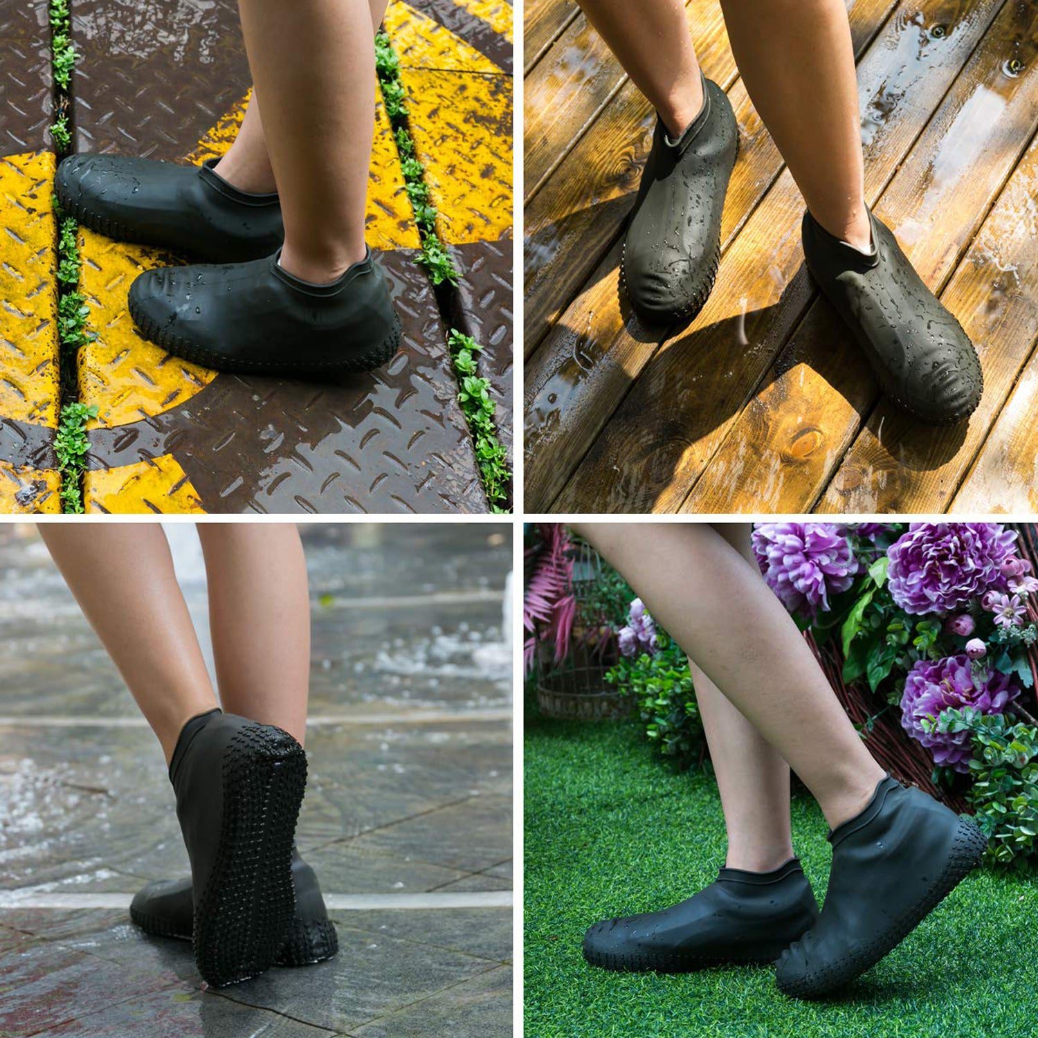 3_af22a8f4-a1c7-44e3-b4eb-3d0a04b705f2.jpg Non-Slip Silicone Rain Anti skid Waterproof Fordable Boot Shoe Cover ( Large ) - Front View by Nari Haat, Indian ethn...